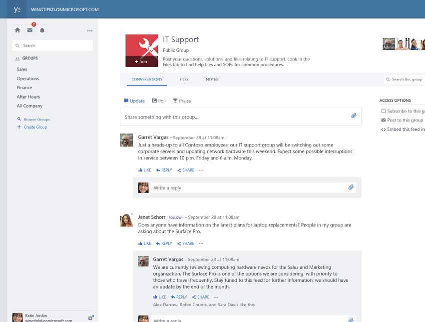 Yammer pro helpdesk Přeměňte IT helpdesk pomocí Yammeru z personálně nákladné služby na do značné míry automatizovaný samoobslužný systém. Snižte čas potřebný k řešení problémů a počet lístků podpory.