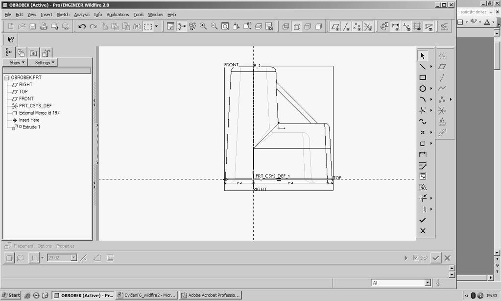 Cvičení 6 z předmětu CAD I. OBROBEK- VÝKRES Pro/ENGINEER Wildfire 4.