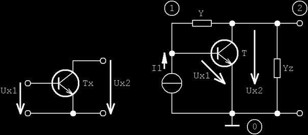 jak je tranzistor zapojen ve výsledné obvodu e