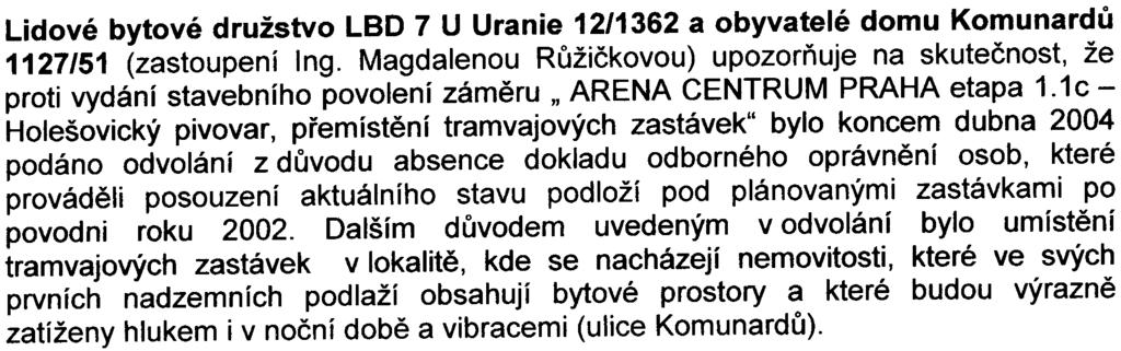 Janem Èervenkou, pøedsedou Výboru SVJ) se týkají problematiky hluku pøi výstavbì i po zprovoznìní areálu, problematiky vyvolané dopravy a s ní souvisejícím hlukem a problematiky emisí.