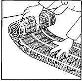 kabelu v rohoži - rohož se kroutí, zvedá a instalace je pracnější. na podlahu si křídou označte plochu, do níž chcete rohož instalovat a ní si zakreslete způsob rozložení rohože tak, aby ji vyplnila.