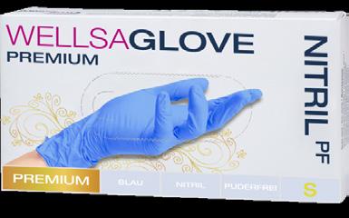 WELLSAGLOVE rukavice nitrilové - nitrilové vyšetřovací rukavice - bez pudru - modrá barva - velikosti: XS, S,