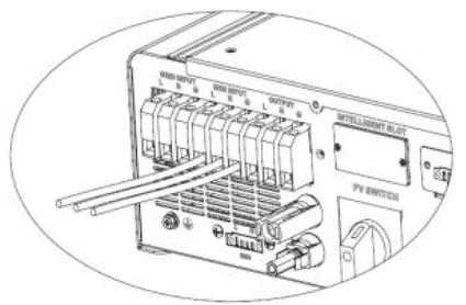 5.3 Připojení generátoru Krok 1: Zkontrolujte AC voltmetrem napětí a frekvenci generátoru. Hodnoty by se měly shodovat s údajem VAC na štítku produktu. Krok 2: Vypněte jistič.