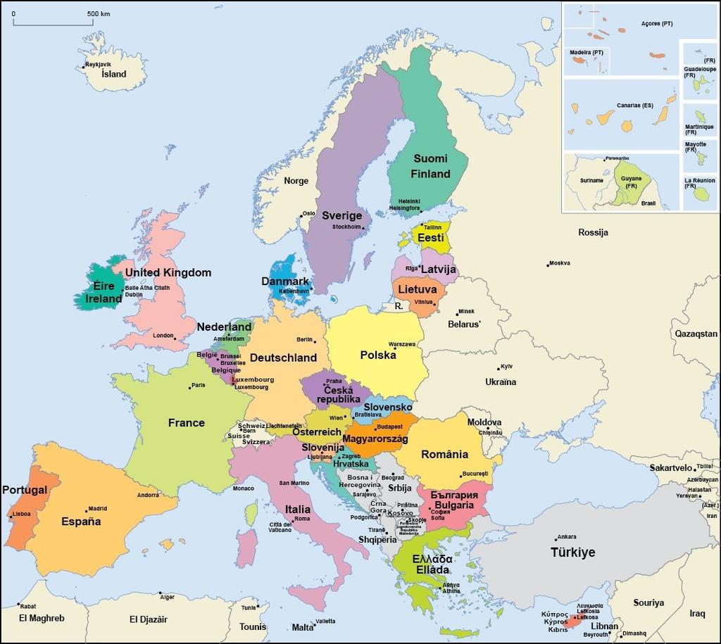 Evropská unie: 500 milionů obyvatel 28 zemí Členské