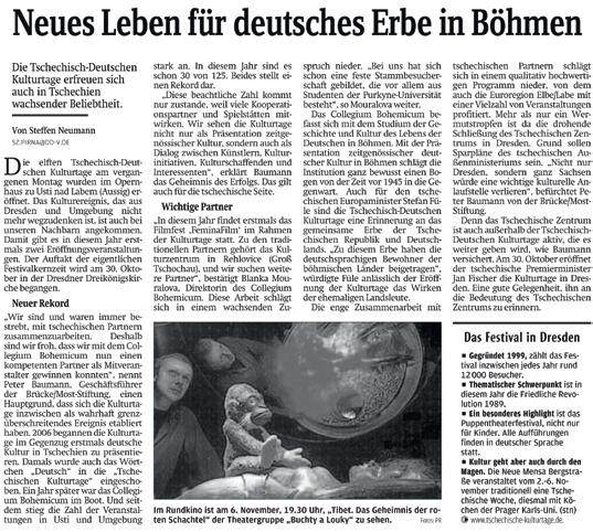 Neues Leben für deutsches Erbe in Nordböhmen, Sächsische Zeitung, 24. 25. 9. 2009 Anděl v kulichu ťuká na okno dětem z okolí Jizerských hor, Liberecký deník a www.denik.cz, 16. 12.