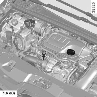 HLADINA MOTOROVÉHO OLEJE: doplňování hladiny, plnění (2/3) 1 1 2 2 Doplnění a naplnění Vozidlo musí stát na rovném povrchu, motor musí být zastavený a studený (například ráno před prvním spuštěním