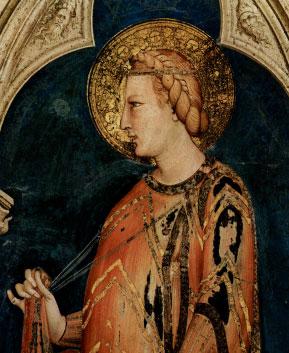 Boží pomoc řádu svaté Alžběty Svatá Alžběta podle legendy ve svém hradu zachránila malomocného ubožáka, uložila ho na lůžko a podala mu léky.