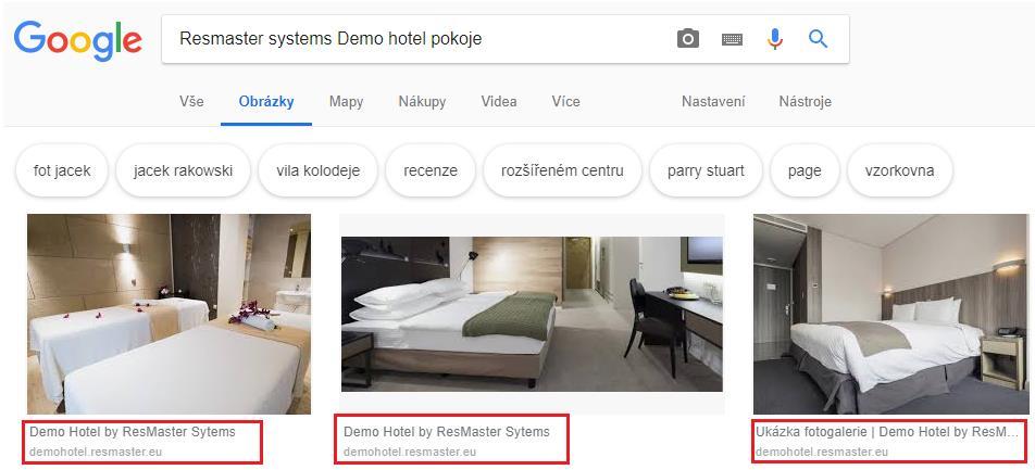 Návštěvník webu může v internetovém prohlížeči vyhledávat i podle obrázků: Nebo se přímo zobrazují ve výsledcích