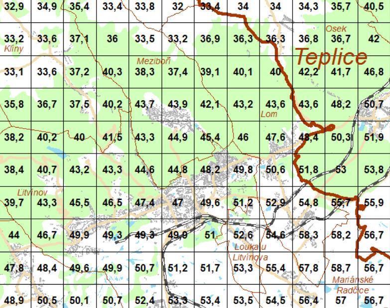 Litvínovsko je dlouhodobě řazeno mezi oblasti s překročenými imisními limity pro částice PM10, z podkladů ČHMÚ lze získat 5leté průměrné koncentrace této znečišťující látky.