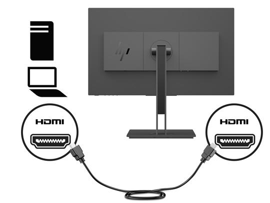 Připojte jeden konec kabelu HDMI k portu HDMI na zadní straně monitoru a druhý konec k portu HDMI zdrojového zařízení.