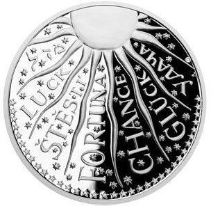 14) Dárky z drahých kovů (stříbro) Stříbrná medaile Štěstí 42 g Talisman v podobě stříbrné medaile České