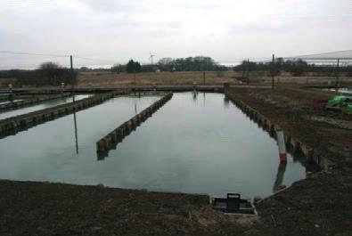 Tanks with a dividing wall and sedimentation