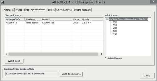 Postup: 1. Spusťte správce licencí ( Start (Windows) > Programy > AB Studio > Autorizace a správa licencí > Autorizace SoftLock). 2.