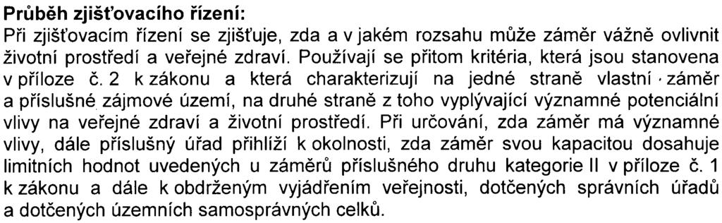 - 2 - S-MHMP-455212/2007/00PNI/EIAl490-2/Be Prùbìh zjiš ovacího øízení: Pøi zjiš ovacím øízeni se zjiš uje, zda a v jakém rozsahu mùže zámìr vážnì ovlivnit životní prostøedí a veøejné zdraví.