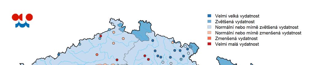 Tabulka: Vydatnost pramenů hodnocená dle pravděpodobnosti překročení v % objektů Povodí velmi malá vydatnost zmenšená