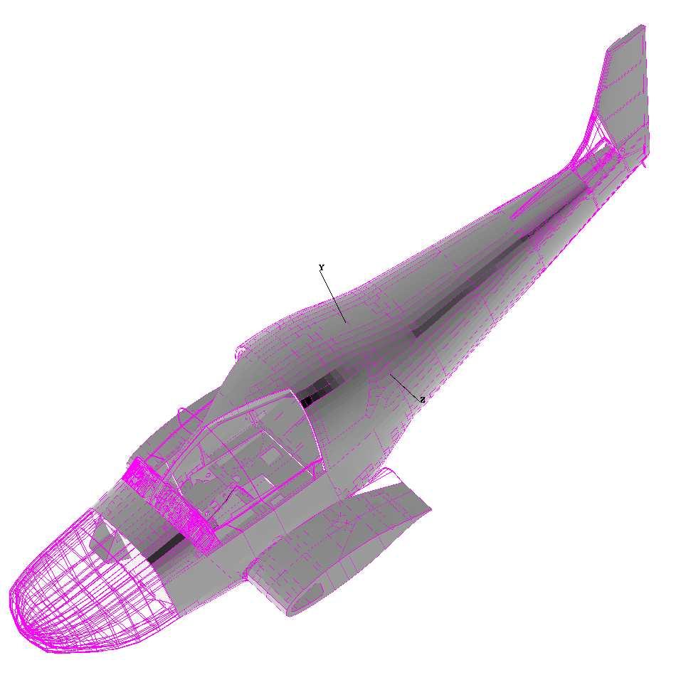 Obr 9.1 Zvýrazněné kovové části povrchu letadla Obr 9.