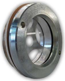 Olejoznaky KA - kruhové, pro tlakovou montáž, z kovu, s reflexní plochou a s těsněním Materiálové provedení, typ KA1: pozinkovaná ocel, technické sklo, těsnění Perbunan (NBR) Max.