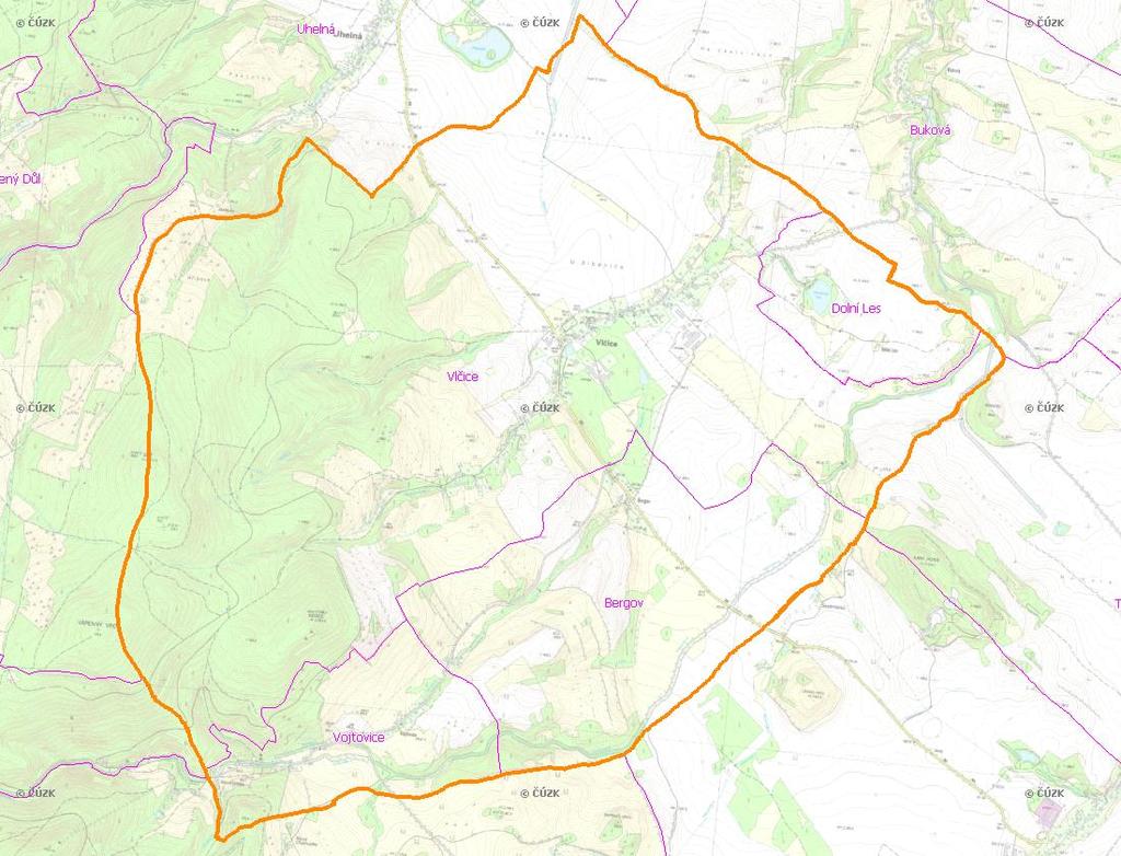 A. NÁZEV OBCE Název části obce (ZSJ): Mapa A: Území obce Bergov Přehledová mapka