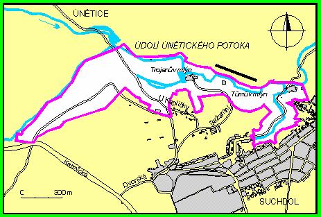 8 Doplňky k vydaným článkům o hmyzu (Insecta) PR Údolí Únětického potoka Obr. 1. Situační schematická mapka Přírodní Rezervace Údolí Únětického Potoka. Fig. 1. Schematic map of the Údolí Únětického potoka Natural Reserve.