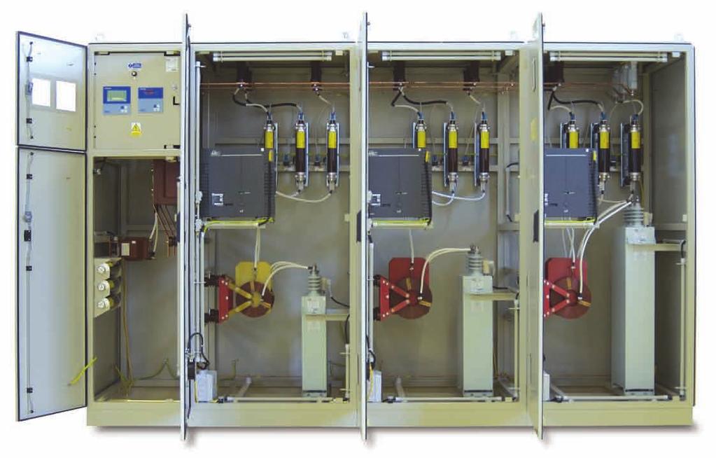 MV CAPACITOR BANKS KOMPENZAČNÍ ROZVÁDĚČE VN Using Capacitor banks type SCB, ACB are used for individual or central power factor correction in medium voltage power networks.