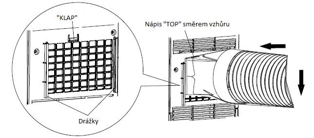 3/ Adaptér A nasaďte do drážek podél výfuku