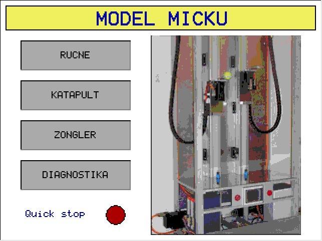 Dále obsahuje signalizaci stavu tlačítka okamžitého zastavení (Quickstop) motorů (červená ledka znamená, že model není možno ovládat tlačítko je sepnuto). Obr. 7.