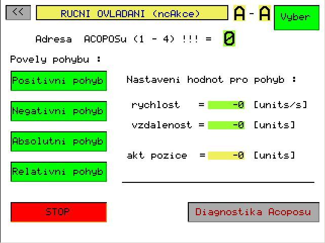 Popis prvků obrazovky diagnostika: Typ Název Funkce Místo ovládání Informuje o místu ovládání P=operátorský panel a W=webové stránky Vybraná funkce R=ručně, K=katapult, Funkce modelu Informační