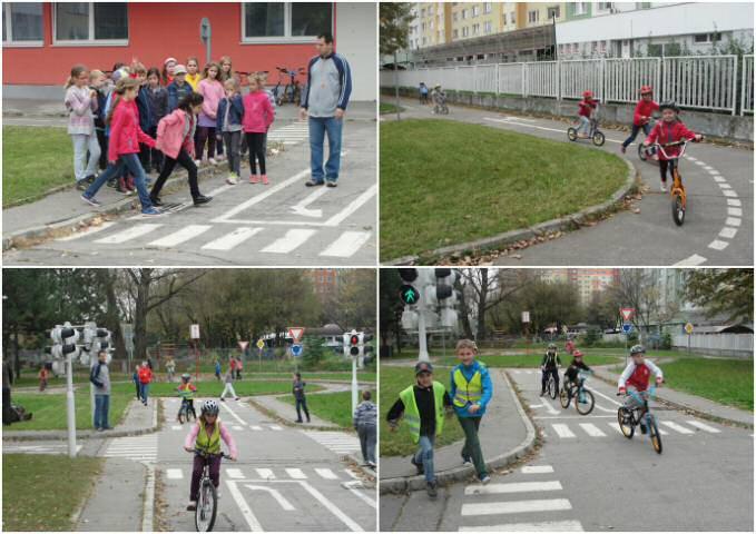 ako sme si precvičili naučené poznatky z dopravnej výchovy.