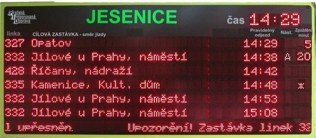 ENV 13998 - Dynamický informační systém pro zastávky veřejné dopravy textových zpráv na zobrazovači by rychlost posunu neměla být větší než jeden znak za sekundu. 8.