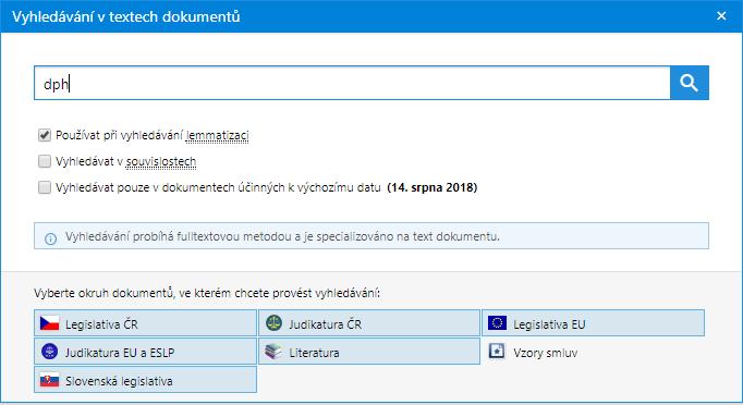 3.4 Fulltextové vyhledávání Nástrojem, bez kterého si žádný zkušený uživatel produktu CODEXIS ONLINE již svou práci nedovede představit, je zajisté fulltextové vyhledávání.