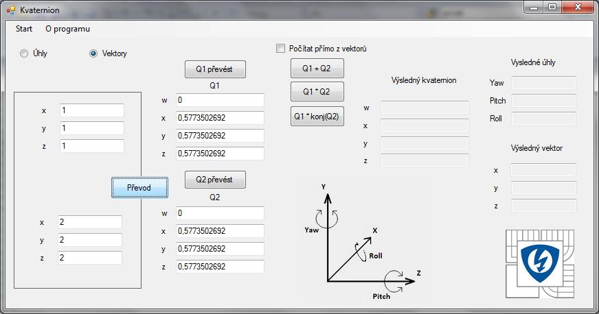 Závěr Program slouží k výpočtům s kvaterniony.