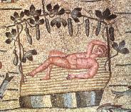 Stejně bývá zobrazován i odpočívající Jonáš. Obr. 11 Endymión, římský sarkofág, 250 AD (Neapol) Obr. 12 Jonáš pod skočcem, 4.
