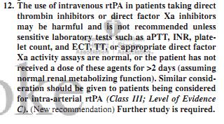 IVT a nová antikoagulanci dabigatran přímý inhibitor trombinu TT, ECT normální minimální plazmatická koncentrace dabigatranu, nedostupné Hemoclot plazmat.