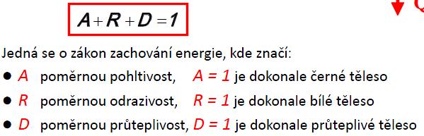 K 4] 511 Stefan Bolzmanův zákon Vlastní zářivost černého tělesa E 0 [Wm -2 ]je: 512 Fourierův zákon vedení tepla 513 Vztah pro vedení