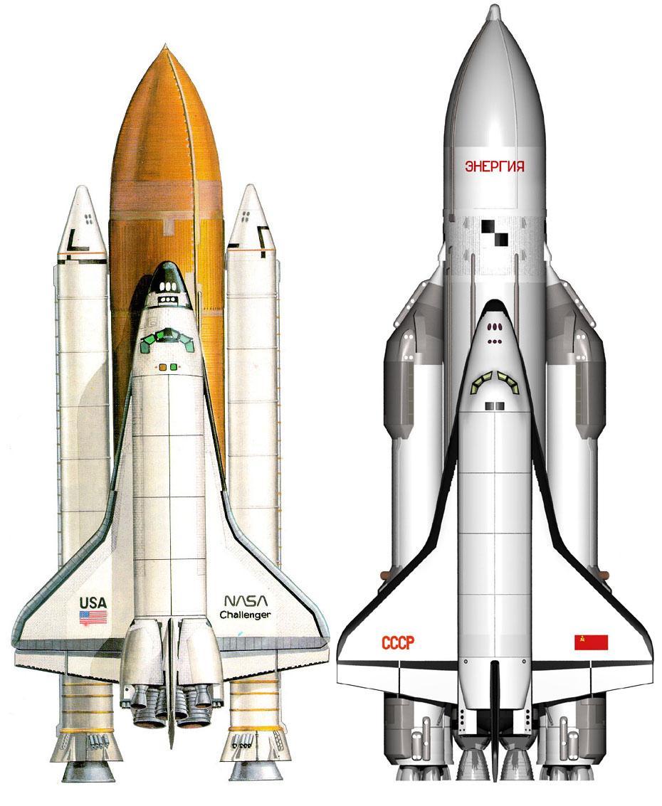 3.4. Porovnání raketoplánů Space Shuttle a Buran Ačkoli jsou oba raketoplány po vizuální stránce velmi podobné, v mnoha ohledech se značně odlišují. Obr. 3-8.