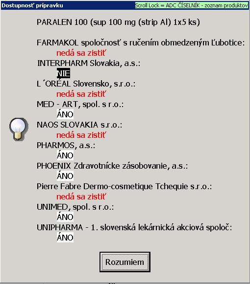 Číselník -> ADC Číselník- zoznam produktov. Do vyhľadávacieho poľa vpíšte názov tovaru, resp. nájdite časť názvu prostredníctvom funkcie F3.