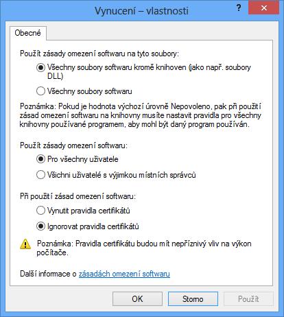 Zásady omezení softwaru