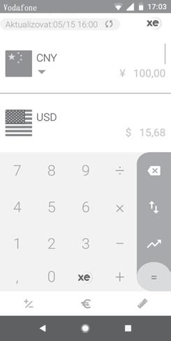 Stisknutím ikony otevřete panel pro směnný kurz.