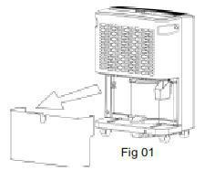 Vyprazdňování nádrže na vodu: Jakmile je nádrž na vodu plná, Comedes Demecto 70 se automaticky vypne a rozsvítí se červená LED (indikátor plné nádrže, viz obr. 3).