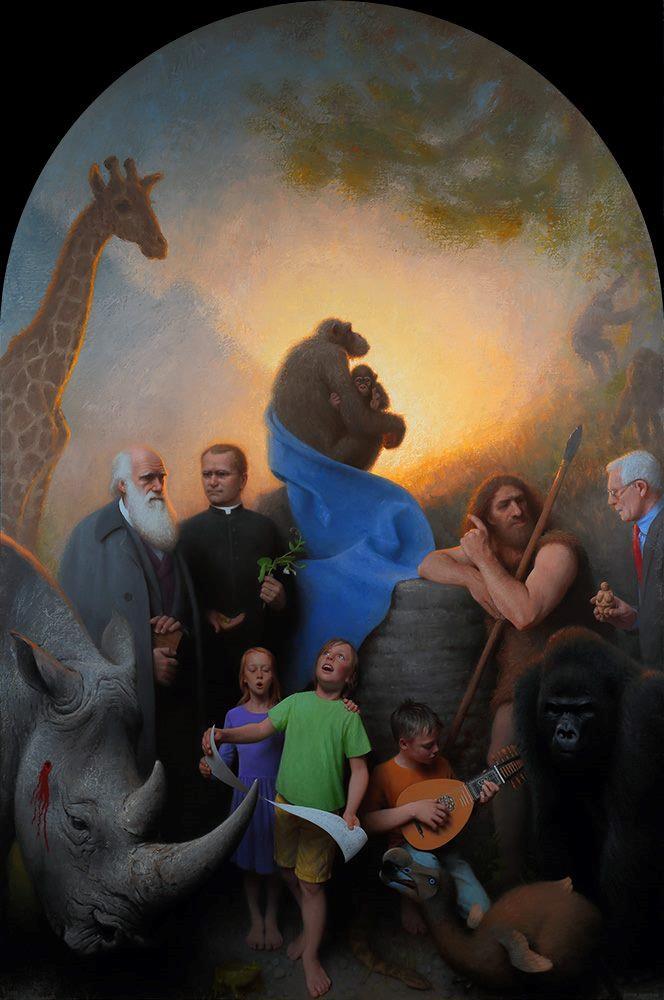 The New Religion, 2017 Conor Walton oil on linen 180 x 120 cm Walton's saints' are the founders of modern biology: Charles Darwin, the founder of modern
