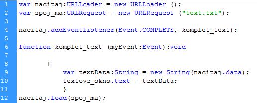 5 Ďalší krok je vytvorenie poslucháča udalosti, ktorý bude súvisieť s načítavaním externého obsahu do dynamického textového poľa.
