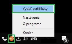 3 Vydanie certifikátov do občianskeho preukazu Proces vydania certifikátov je možné spustiť dvoma rôznymi spôsobmi za podmienky, že aplikácia pre eid je spustená: Spôsob 1 - Prejdite myšou nad ikonu