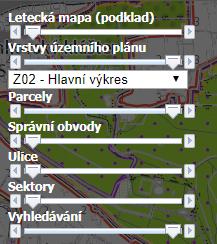 Uživatelská příručka Připomínkování územního plánování To lze udělat po krocích i pomocí tlačítek + a - (část č. 7) nebo kolečkem u myši.