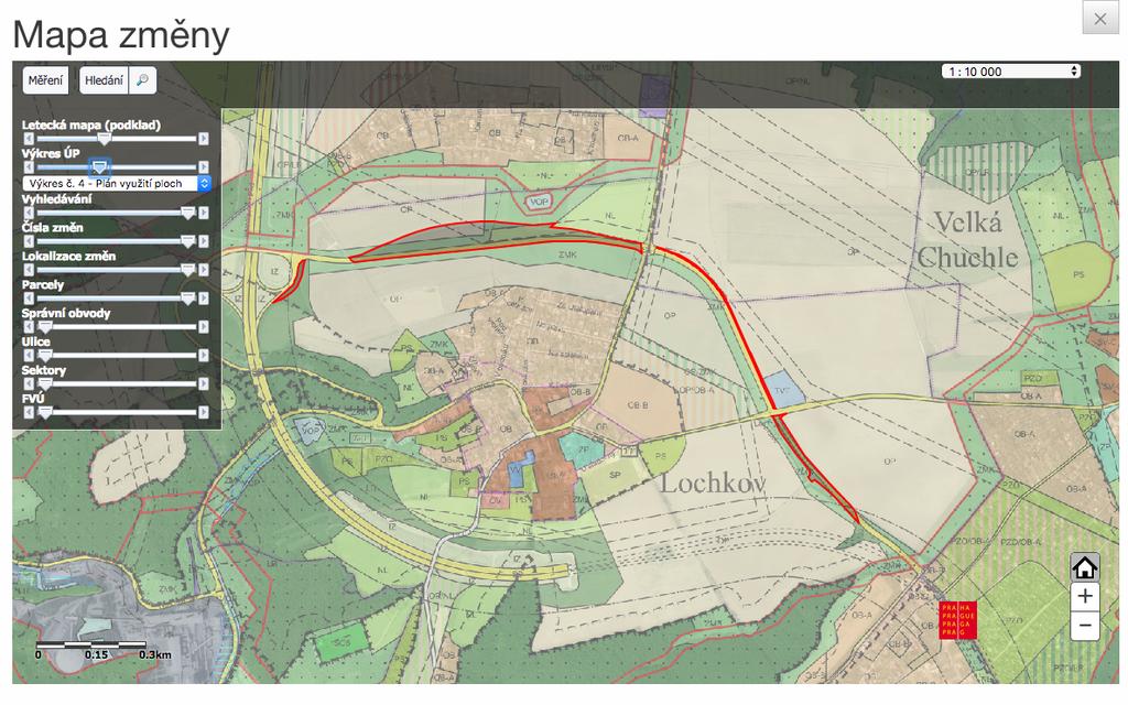 Obrázek 19: lokalizační mapa informační Vytvoření připomínky/námitky Obrázek 20: tlačítka pro generování připomínky/námitky Pro vytvoření nové připomínky/námitky slouží tlačítka nad a pod seznamem