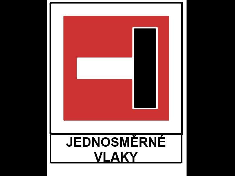 140) Návěst Zákaz vjezdu vlaků určeného typu : 1 b. c) ID otázky: 2709 a) vlevo b) přímo c) vpravo Návěst Námezník vyznačuje místo, kam až může bezpečně zajet čelo vlaku aniž by byl 1 b.