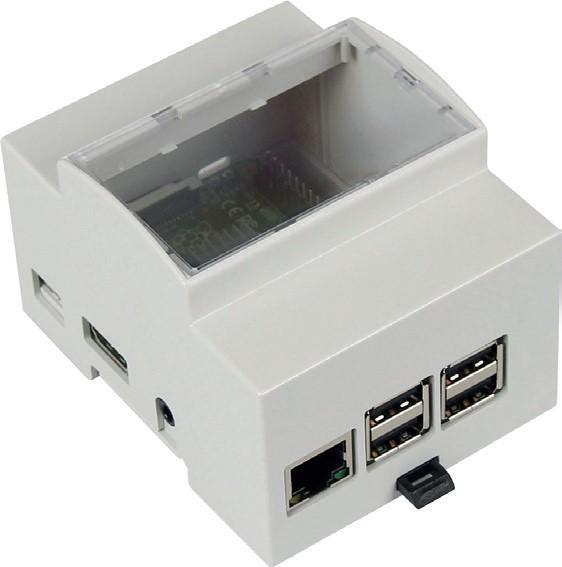 Měřicí technika» Příslušenství pro vývojové kity Krabička pro Raspberry Pi RHSG-07 na DIN lištu Vysoce kvalitní krabička na DIN lištu Kompatibilní s typy Raspberry Pi B+, 2B, 3B a 3B+ Technické