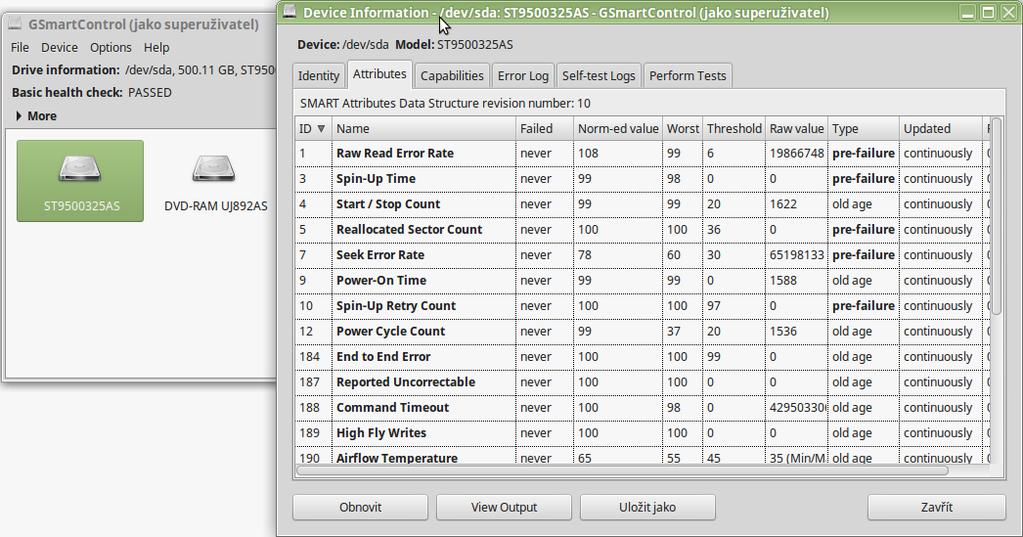 Kapitola 3 Práce v grafickém uživatelském rozhraní 31 logy). V desktopových prostředích vycházejících z GNOME je k tomu účelu nástroj GSmartControl, viz obrázek 3.10. Obrázek 3.