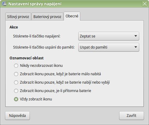 oznamovací oblasti na hlavním panelu. Po klepnutí na ikonu napájení v oznamovací oblasti se objeví seznam připojených baterií (u notebooku zřejmě jedna).