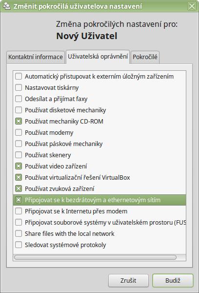 Kapitola 3 Práce v grafickém uživatelském rozhraní 42 Jak vidíme, je tu toho celkem hodně, například můžeme povolit nebo zakázat používání optických mechanik, používat skener, zobrazovací a zvuková