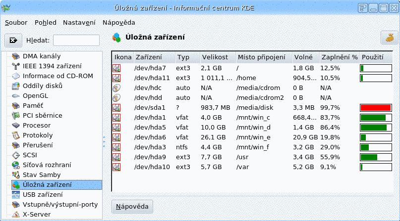 Kapitola 4 Vlastnosti UNIXových systémů 55 V oddílu /dev/sda6 se nacházejí všechny adresáře z dříve popsané struktury, které nejsou ve vlastním oddílu. Například /boot.